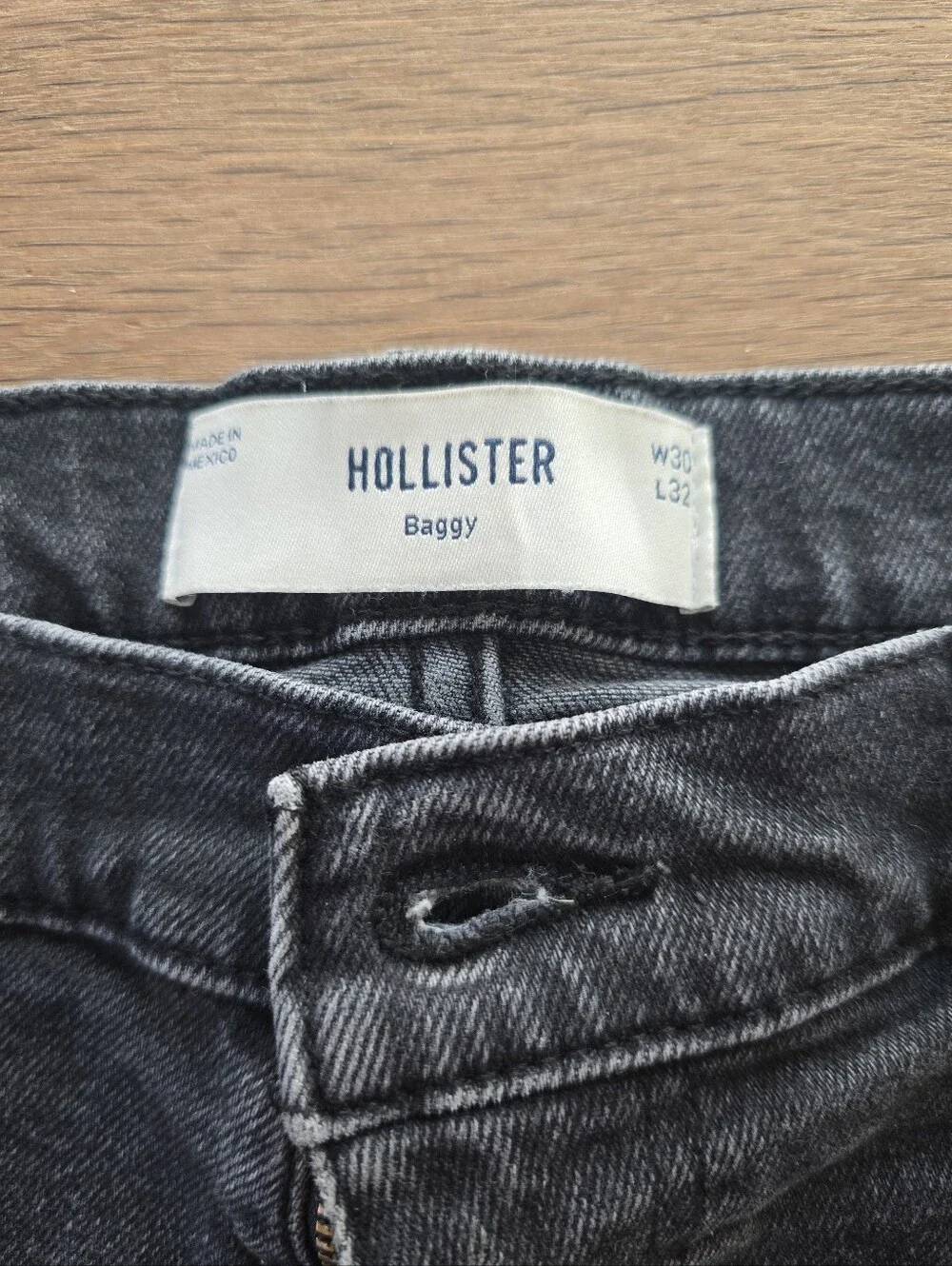 Hollister Baggy Carpenter Jeans Mens 30x32 Black Utility Wide Leg Denim - Picture 5 of 10